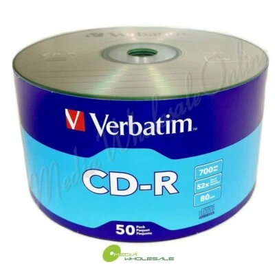 VERBATIM Blank CD-R Logo Branded 700MB/80min Media Disc / LOT = 50 TO 1800 Discs - Image 1 of 2