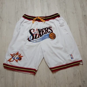 Vintage Just Don 1996-97 Philadelphia 76ers Drawstring Mesh Shorts Size XL 90s - Picture 1 of 11
