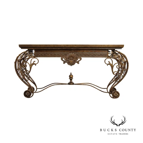 French Louis XV Style Wrought Iron Console Table Cover