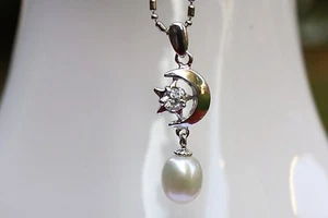 P48 Zucht Süßwasser Perlen Schmuck Anhänger ohne Halskette Ketten 925 Silber - Bild 1 von 1