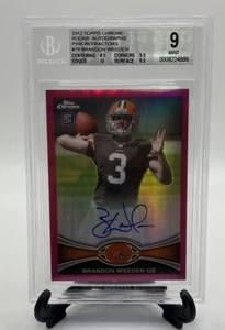 2012 Topps Chrome RC PINK REFRACTORS BRANDON WEEDEN Browns Auto BGS 9 10 /75! - Picture 1 of 3