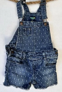 OshKosh Denim Overall Shortalls Girls 5T Farm Country Sweet Snap Bottoms - Picture 1 of 4
