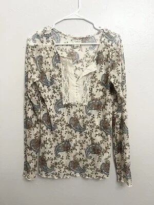 Denim & Supply Ralph Lauren Large Shirt  Floral Henley Paisley Top Lace Y2K - Image 1 of 4