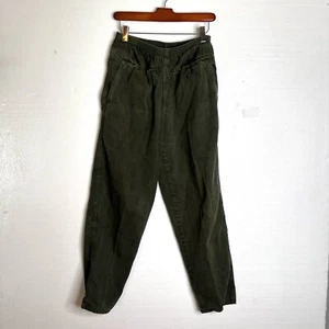 LizWear Vintage Army Green Elastic High Waist Unique Pocket Cotton Pants size MP - Picture 1 of 9