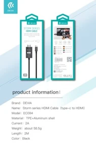 DEVIA CAVO ADATTATORE per IPHONE/IPAD da Lightining a HDMI HD - cavo 2mt - Foto 1 di 1