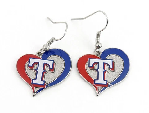 Texas Rangers Swirl Heart Earrings MLB New Cover