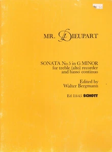 Dieupart Sonata No 5 G Minor For Recorder Sheet Music Cello Piano 1981 Bergmann - Picture 1 of 6