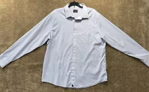 Camicia uomo Untuckit XXL slim fit blu a righe manica lunga bottoni elasticizzata - Foto 1 di 8