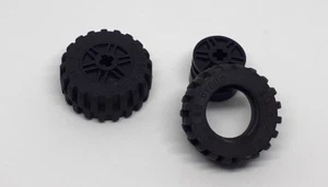 2 x Lego® Technic Felge 55982 mit Achsloch schwarz + Reifen 30.4 x 14 - Picture 1 of 1
