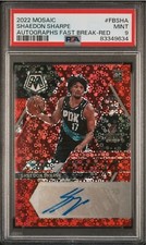 2022-23 Panini Mosaic Shaedon Sharpe Fast Break Red #'d /49 Rookie Auto Rc PSA 9
