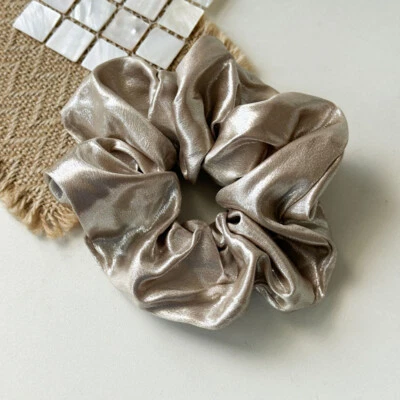 Shiny Glossy Satin Hair Scrunchies Satin Fabric Hair Ring Soft Pure Color DIY B↔ - Image 1 of 4