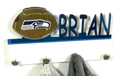 Personalized Coat Hanger Seattle Seahawks Bag Hat Rack Towel Hook Wall Organizer Cover