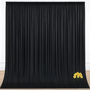 12 Fuß x 10 Fuß Schwarz Hintergrund Vorhänge für Hochzeit Party-Faltenfreie Kulissen Cu... - Bild 1 von 7