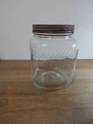 Vintage Nash's Toasted Coffee Diamond Pattern Embossed Hazel Atlas Jar & Lid - Image 1 of 4