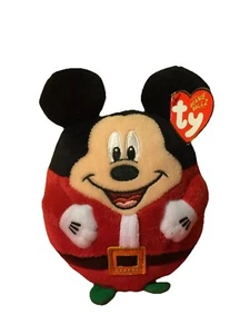 Disney TY Topolino Babbo Natale Rosso Beanie Ballz Peluche Regalo di Natale  - Foto 1 di 6