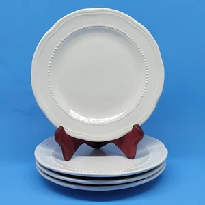 Pottery Barn Outlet White Beaded Scalloped 8" Salad Plates Set of 4 - Picture 1 of 9