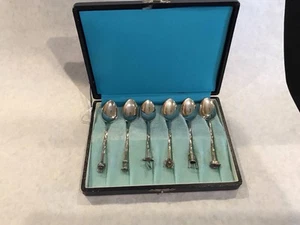 set of 6 Sterling Silver(950)  K Uyeda Bamboo Motif charm Demitasse/tea Spoons - Picture 1 of 9