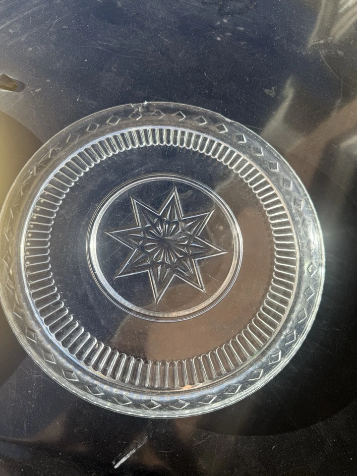 Placa/cinzeiro vintage transparente iridescente L E Smith Eagle transparente pesado.  - Imagem 1 de 1