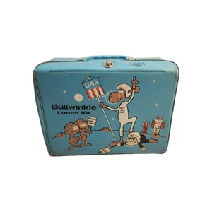 Thermos ROCKY BULLWINKLE SPACE PEACE CORPS Vinyl Lunch Kit Box 1963 Peabody  - Picture 1 of 11