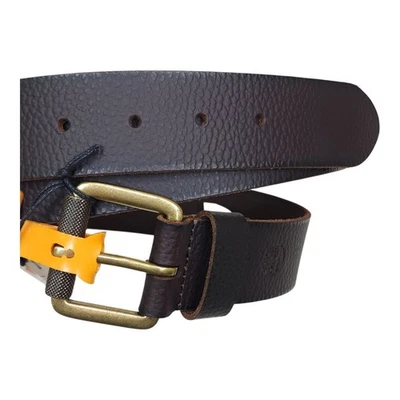 Timberland Hombres Cinturón de Cuero Grano Completo M 34/36 Marrón Latón Hebilla 1 1/2" Ancho Foto 1 de 4