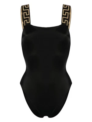 NWT Versace La Greca Border Greek Key Strap Black One Piece Swimsuit 1 XS $595 - Image 1 of 4