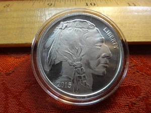 2015 Buffalo & Indian Head Design 1 Oz .999 Silbermedaille - keine Reserve - Bild 1 von 3