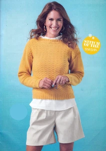 KNITTING PATTERN SWEATER 81-127cm CREW-NECK TEXTURE LONG-SLEEVE RIB 4PLY SKM M8A - Picture 1 of 1