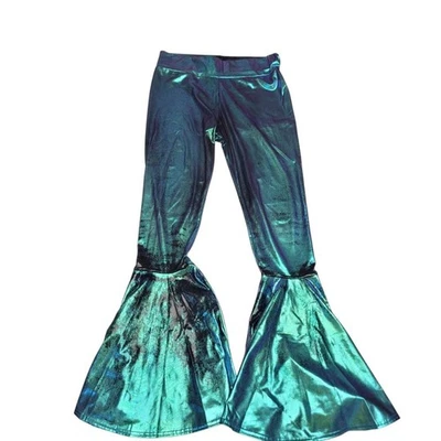 Pantalones de Pierna Acampanada Sirena Disfraz Verde Brillante Niñas Grandes Foto 1 de 4