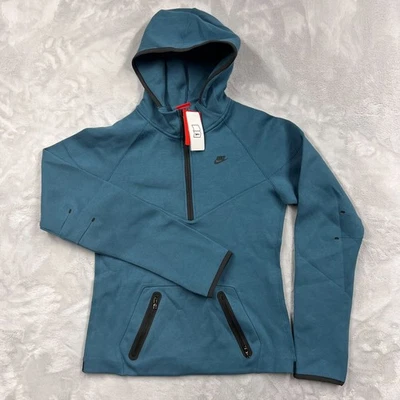 Sudadera con capucha polar Nike Run Tech para mujer 1/4 cremallera azul talla mediana Foto 1 de 4