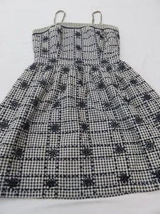 SUPERDRY CUTE B&W EMBROIDERY CHECK & BRODERIE ANGLAISE STRAPPY MINI DRESS UK 8 - Picture 1 of 15