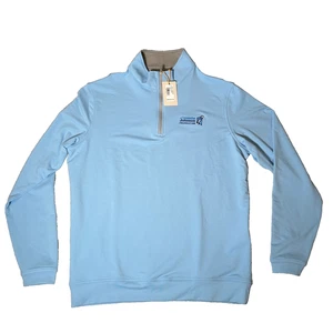 Nuevo con etiquetas Peter Millar Perth Performance Cuarto Cremallera Talla Mediana Azul Jimmie Johnson - Imagen 1 de 7