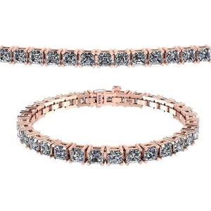 Rose Gold Plated Silver 8" Bracelet With 39.65 CTTW Asscher Cut Cubic Zirconia - Picture 1 of 7