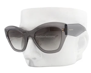 Miu Miu SMU 11P ROY-0A7 Sunglasses Transparent Gray Gold Logo Read - No Case  - Picture 1 of 10