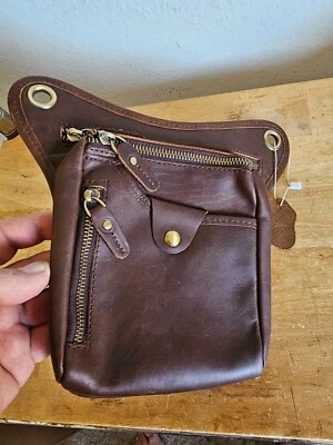 Professional Barber Hair Stylist Belt Bag Tool Bag Pouch Natural Leather Brown - Image 1 of 4