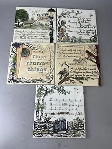 5 Lot Vintage Painted Decorative Trivets Ceramic Tiles Violet Munro Praise Pray - Picture 1 of 8