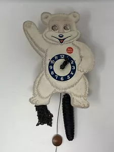 Vintage 1950s TEDDY SNOW CROP CLOCK WITH MOVING EYES needs Repair - Picture 1 of 5