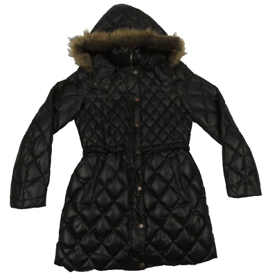 Andrew Marc Chaqueta acolchada acolchada de piel sintética con capucha cremallera completa Parka acolchada Foto 1 de 4