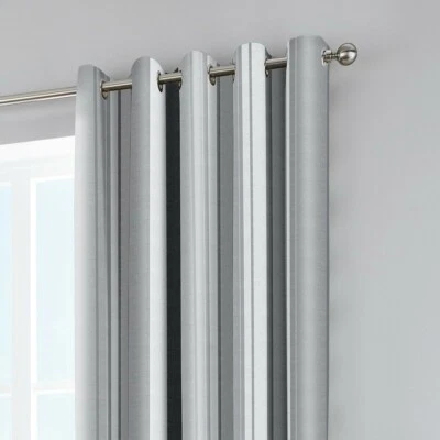 Grey Stripe Whitworth Ring top Eyelet Curtains Ready made lined Pair of curtains - Image 1 of 3
