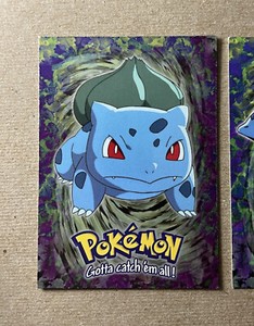 Bulbasaur Pokemon Stage 1 E1 of 12 Topps #01 Foil Black Logo