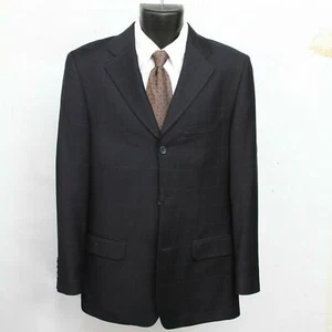 Borelli Classic Lanificio di Schio Super 120 Navy Windowpane Sport Coat Hombre 46M - Imagen 1 de 12