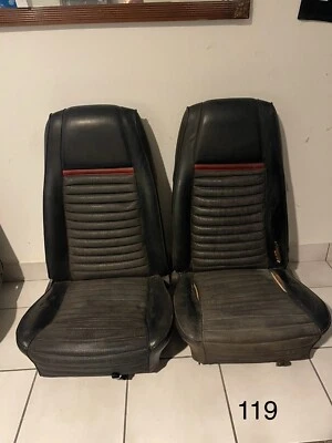 1969 Mustang Mach 1 Deluxe front bucket seats with tracks - Image 1 of 4