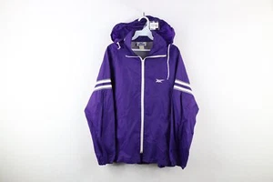 Vintage 80s 90s Asics Mens Medium Classic Logo Striped Hooded Windbreaker Jacket - Picture 1 of 18