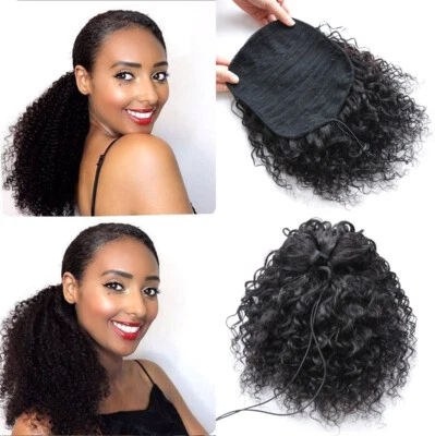 Afro Kinky Curly human hair ponytail extensions drawstring human hair Pony tail - Image 1 of 4