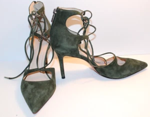 MARC FISHER GREEN SUEDE LACE UP LEATHER UPPER HEELS SHOES POINTED TOE SIZE 9.5 M - Picture 1 of 6