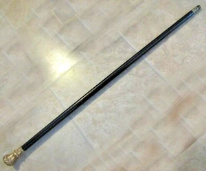 antique 1899 Victorian chased embossed gold top Ebony Wood cane walking stick - Picture 1 of 13