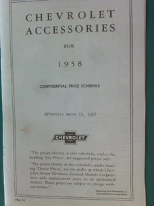 Chevrolet 1958 accesorios concesionarios calendario de precios... Implala, (copia) - Imagen 1 de 1