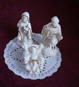 THREE PIECE CHALKWARE NATIVITY SET: JESUS, MARY AND JOSEPH - Picture 1 of 3