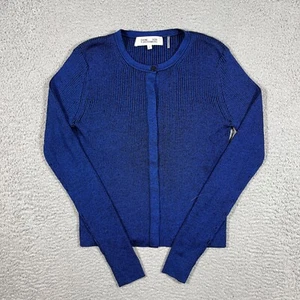 Diane von Furstenberg Cardigan Women Sz M Blue Sweater Merino Wool Blend Luxury - Picture 1 of 7