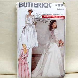 80s Wedding Dress Uncut Sewing Pattern, Butterick 5990, 14-16-18, NO DIRECTIONS - Picture 1 of 9