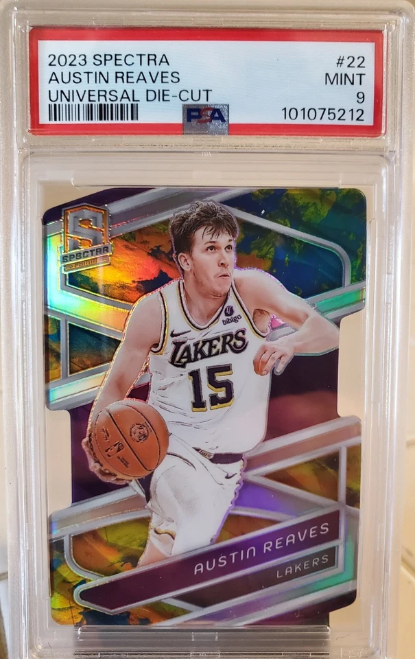 AUSTIN REAVES 2023 Spectra Universal Die Cut Prizm LAKERS Card PSA 9 #/8 POP 1 - Image 1 of 3